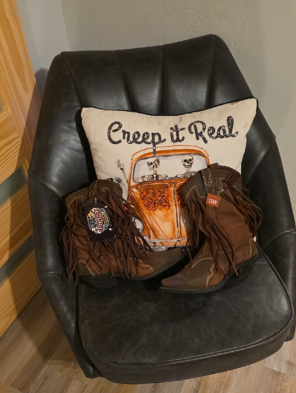 Fringe Western Cowgirl Boots - Brown